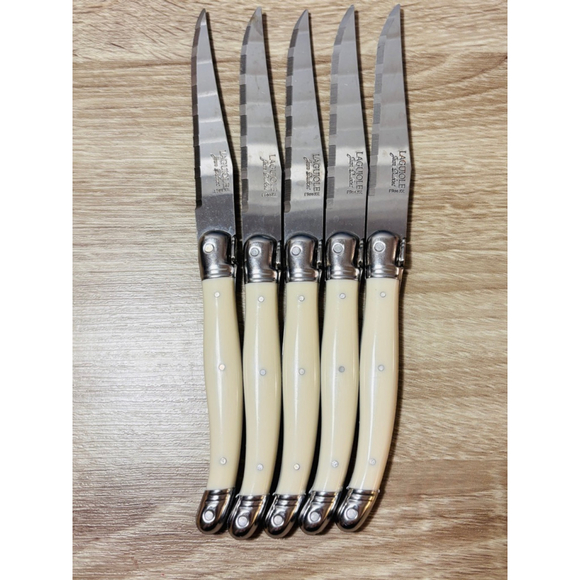 Williams Sonoma Jean Dubost Laguiole Steak Knives, Set of 5 White Made In France - Picture 4 of 8